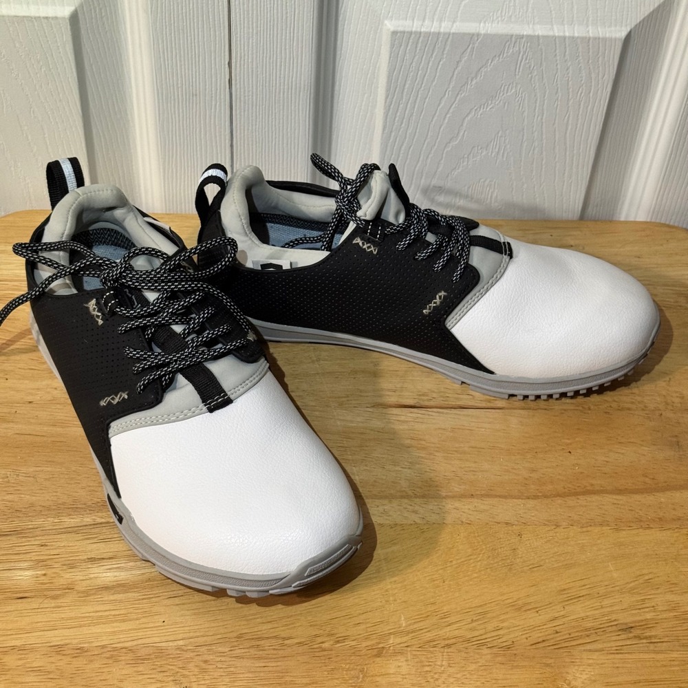 TRUE Linkswear Original 1.2 Golf Shoes Mens 7 White Black Spikeless Performance